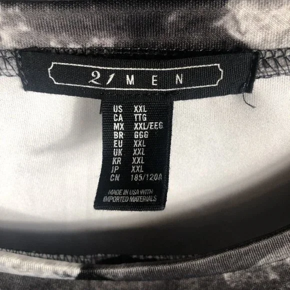 Forever 21 Men’s Shirt Size Adult 2X Large 2/Men T-Shirt Black/Gray - Picture 7 of 8